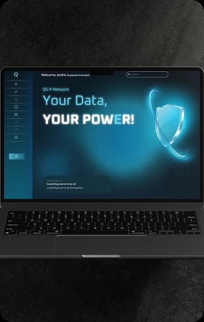 Product interface on laptop screen